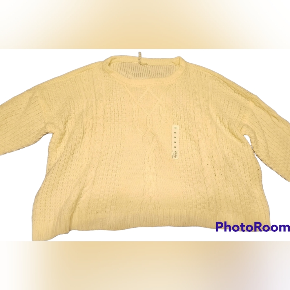 NWT Mudd Cropped Cable Knit Sweater-Size 1X